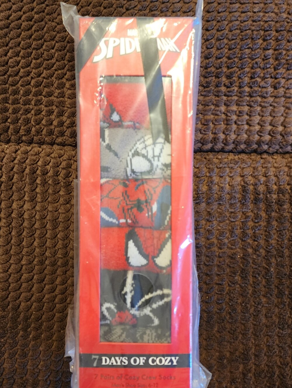 1 Marvel Spider-Man Red and Black Crew Socks - 7 Pack NWT 6 - 12 Shoe Size